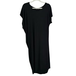 Athleta Women's M Asymmetrical Draped Stretch Modal Lightweight Dress Black